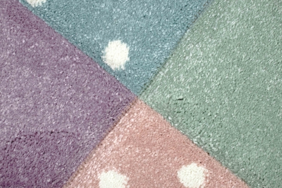 Kinderteppich Kinderzimmer Spiel Teppich Punkte Herz Stern Design creme rosa blau