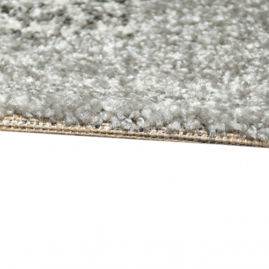 Wohnzimmerteppich Designer Teppich modern kurzflor vintage seitlich gekettelt in grau creme