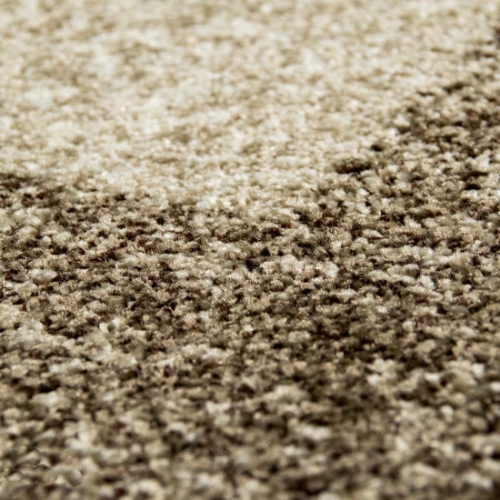 Designer Wohnzimmerteppich vintage kurzflor Modern seitlich gekettelt in beige braun