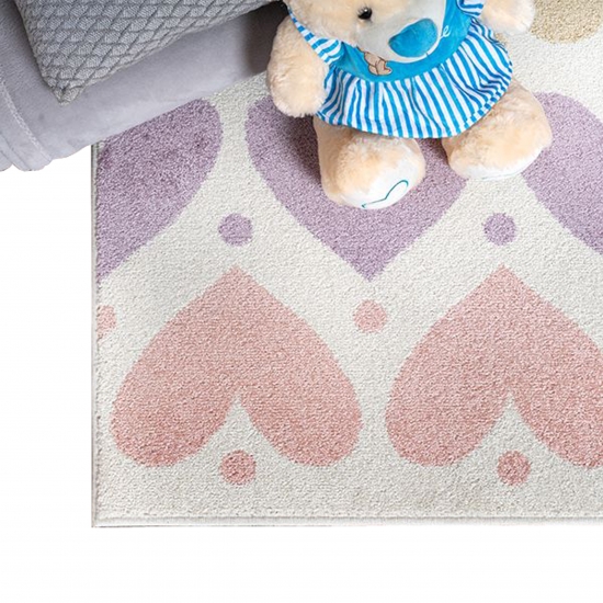 Preview: Kinderzimmerteppich mit Pastell-Herzen – gemütlich & pflegeleicht Preview: Kinderzimmerteppich mit Pastell-Herzen – gemütlich & pflegeleicht