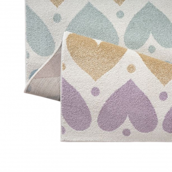 Preview: Kinderzimmerteppich mit Pastell-Herzen – gemütlich & pflegeleicht Preview: Kinderzimmerteppich mit Pastell-Herzen – gemütlich & pflegeleicht