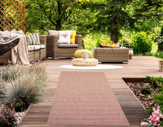 Teppich In- & Outdoor Sisal Balkon Küche Garten Flur Läufer Uni rosa