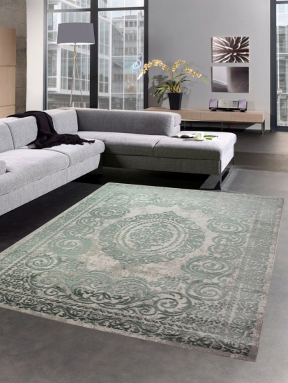 Teppich Orient Wohnzimmer Teppich mit Ornamenten grau