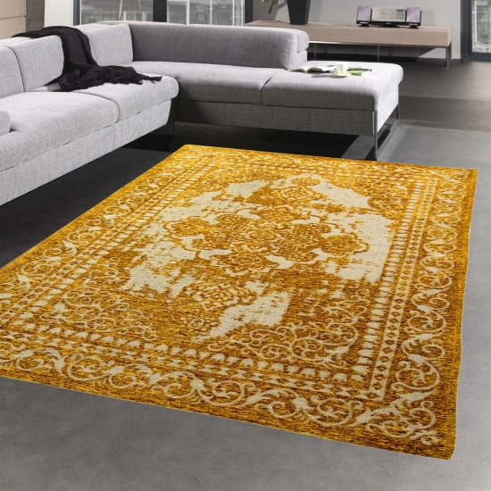 Moderner & Klassischer Teppich Orientteppich Wohnzimmer Teppich in Gold Silber