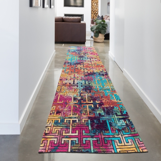 Faszinierender Teppich mit abstraktem Muster in bunt