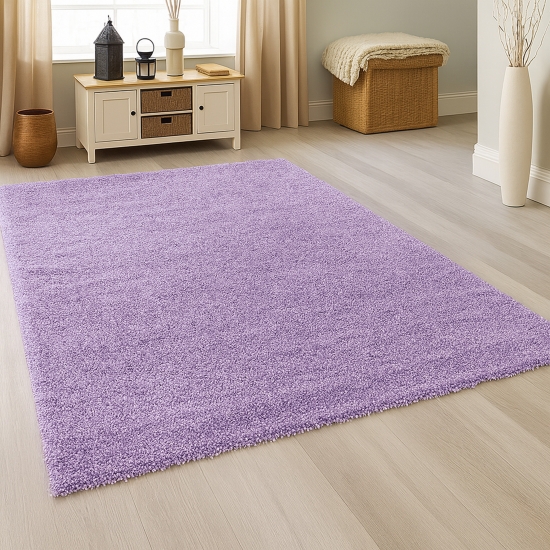 Shaggy Teppich in Flieder – moderner Hochflor für stilvolle Wohnräume