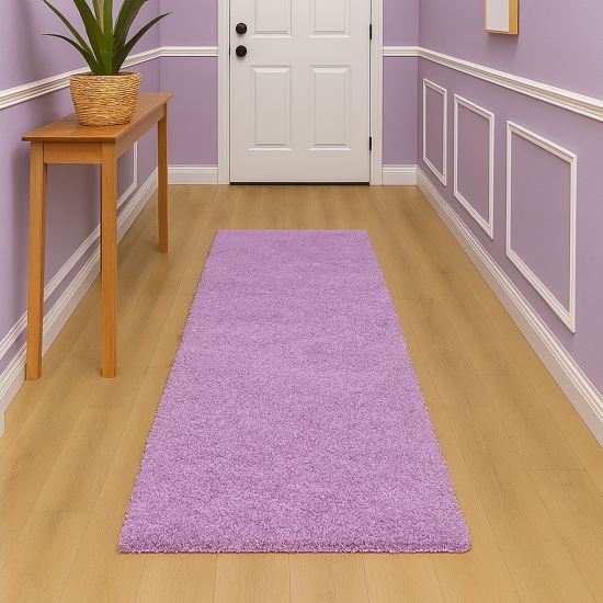 Preview: Shaggy Teppich in Flieder – moderner Hochflor für stilvolle Wohnräume