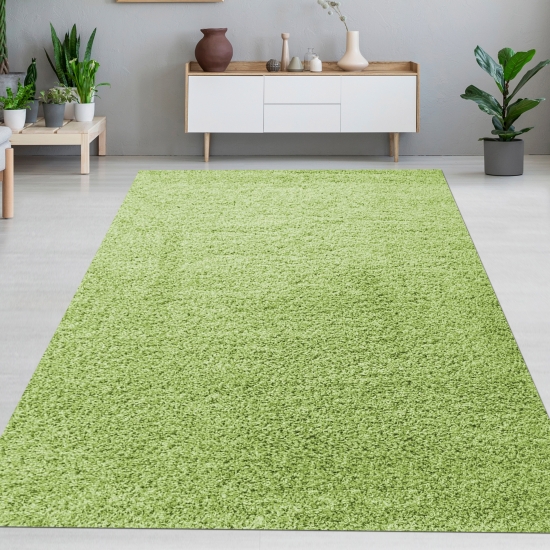 Shaggy Teppich Hochflor Langflor Bettvorleger Wohnzimmer Teppich Läufer uni grün