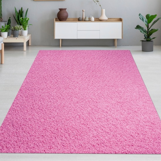 Shaggy Teppich Hochflor Langflor Bettvorleger Wohnzimmer Teppich Läufer uni pink rosa