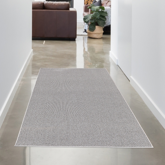 Teppich flach-gewebt für Eingang & Diele • einfarbig in grau