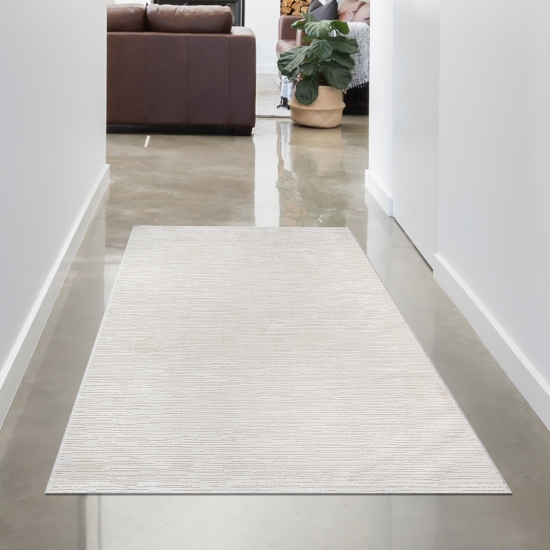 Preview: Moderner Teppich mit feiner Struktur und elegantem Liniendesign in Creme Preview: Moderner Teppich mit feiner Struktur und elegantem Liniendesign in Creme
