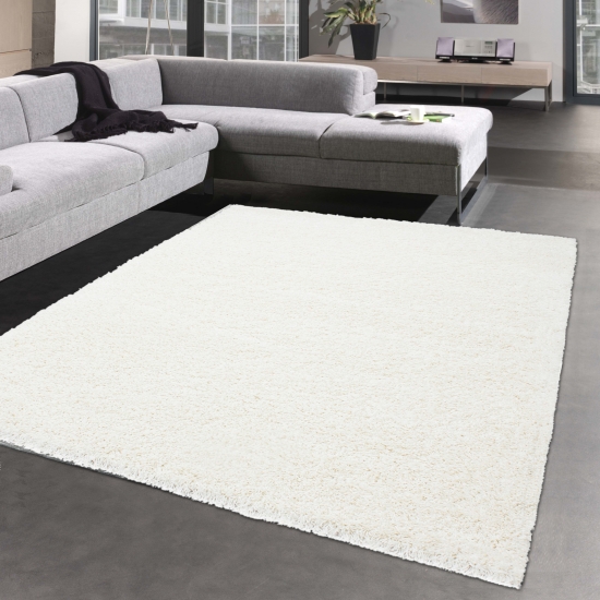 Shaggy Teppich Hochflor Teppich creme uni