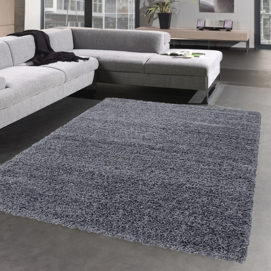 Shaggy Teppich Hochflor Langflor Bettvorleger Wohnzimmer Teppich Läufer uni grau