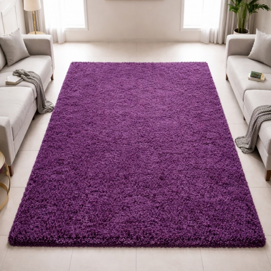 Shaggy Teppich in Lila – moderner Hochflor Teppich mit weicher Struktur