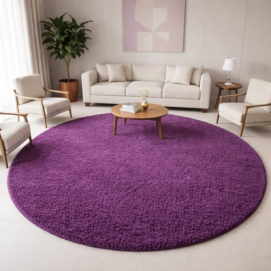 Preview: Shaggy Teppich in Lila – moderner Hochflor Teppich mit weicher Struktur