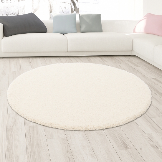 Preview: Shaggy Teppich in Creme – moderner Hochflor Teppich mit weicher Struktur und zeitlosem Design