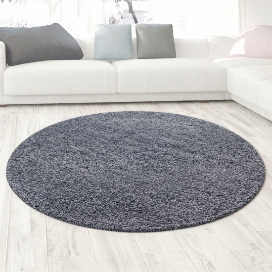 Preview: Shaggy Teppich in Grau – moderner Hochflor Teppich mit weicher Struktur und zeitlosem Design