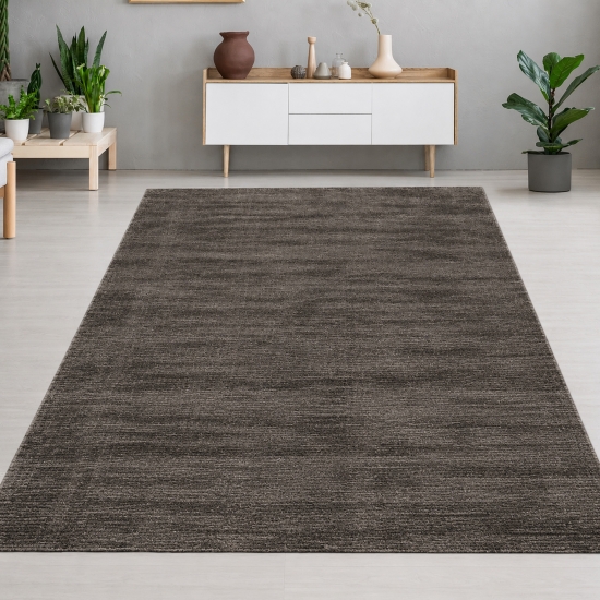 Design Teppich Handgefertigt Viskose Modern Elegant Taupe
