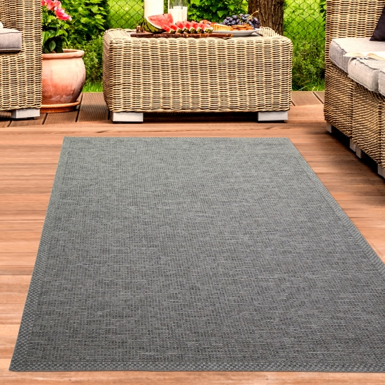 Indoor & Outdoor Teppich Sisal Optik Balkon Küche Terrasse Wohnzimmer - grau