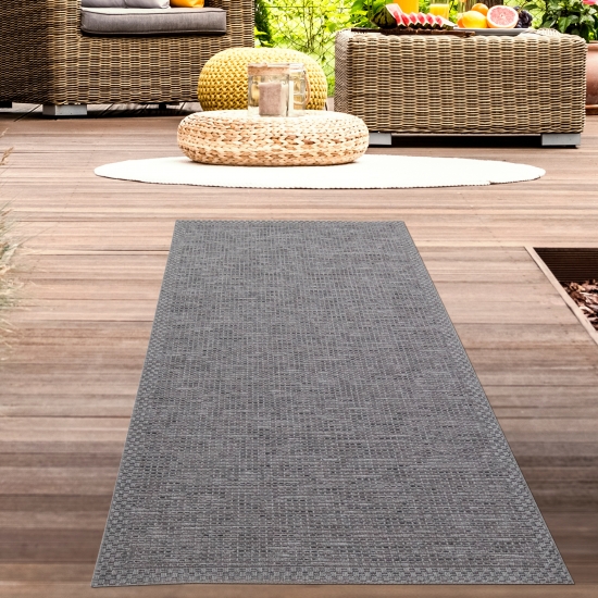Preview: Indoor & Outdoor Teppich Sisal Optik Balkon Küche Terrasse Wohnzimmer - grau