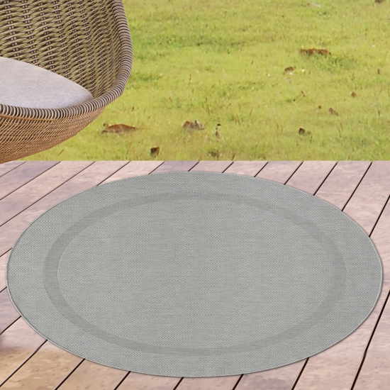 In- & Outdoor Sisal Flachgewebeteppich mit Bordüre in grau