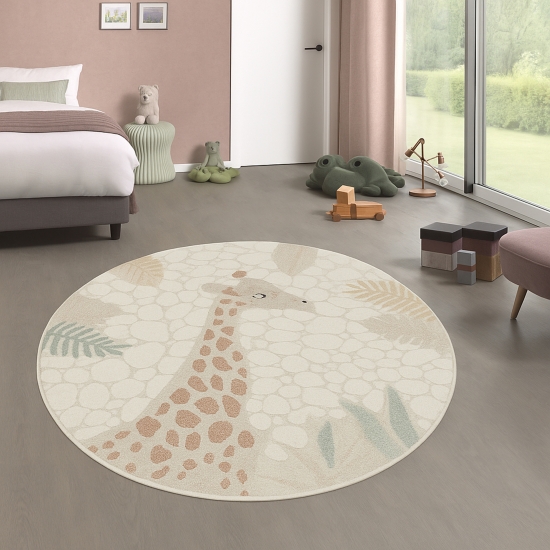 Kinderspiel Kinderzimmer Teppich mit Giraffenmuster in creme beige Kinderspiel Kinderzimmer Teppich mit Giraffenmuster in creme beige