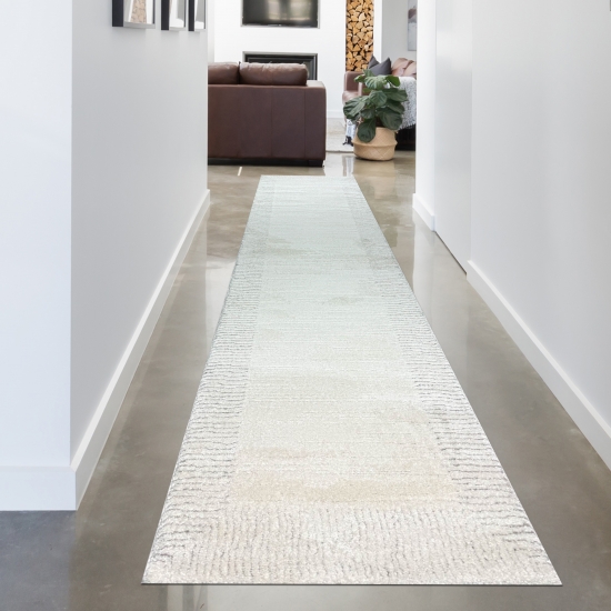 Wohnzimmer Schlafzimmer Teppich Striche weich 3d-effekt creme grau