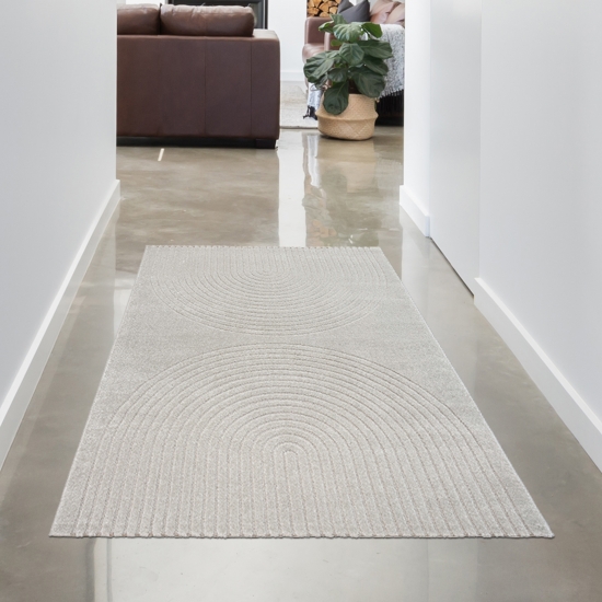 Teppich Wohnzimmer Schlafzimmerteppich mit elegantem Bogenmuster modern in Grau
