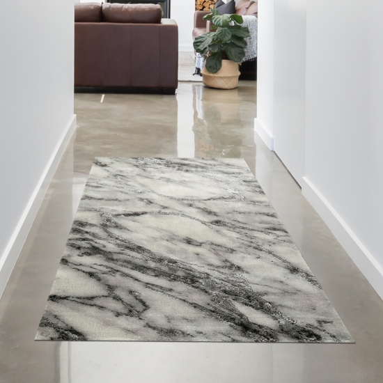 Teppich Design Wohnzimmer Teppich Marmor Optik grau creme