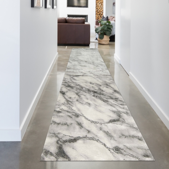 Teppich Design Wohnzimmer Teppich Marmor Optik grau creme