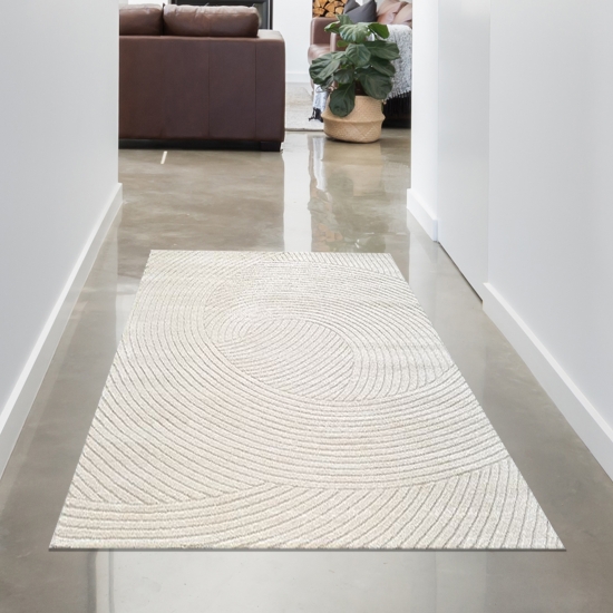 Preview: Moderner Teppich Weich, Pflegeleicht & Stilvoll mit Hoch-Tief-Wellenmuster in creme Preview: Moderner Teppich Weich, Pflegeleicht & Stilvoll mit Hoch-Tief-Wellenmuster in creme
