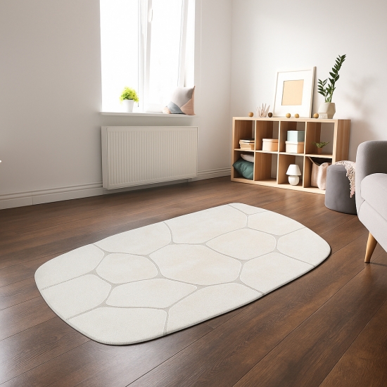 Teppich Wohnzimmer Höheneffekt im abstrakten Muster in creme