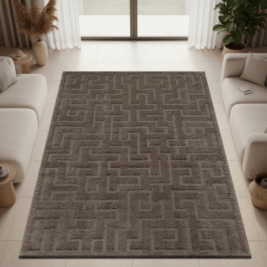 Teppich Designer Dunkelbraun elegant strukturiert modern