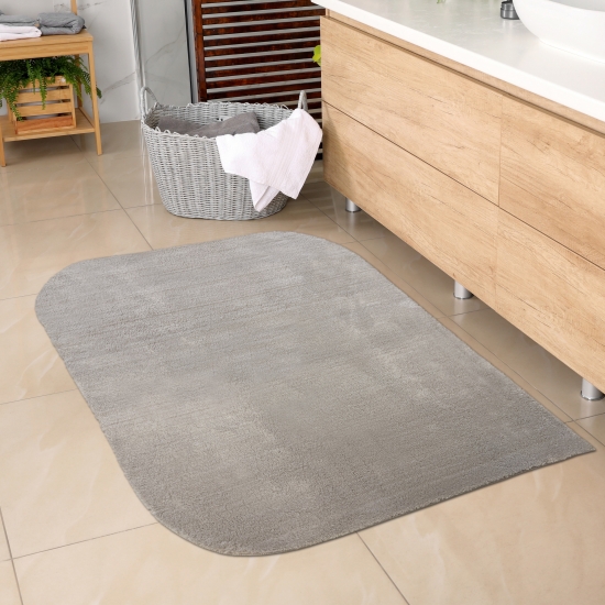 Badezimmer Teppich mit abgerundeten Ecken | waschbar | in sand