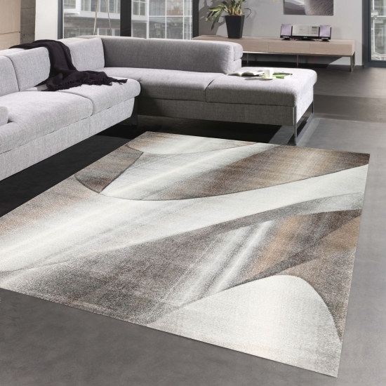 FLURLÄUFER Teppich mit abstraktem Muster in silber grau