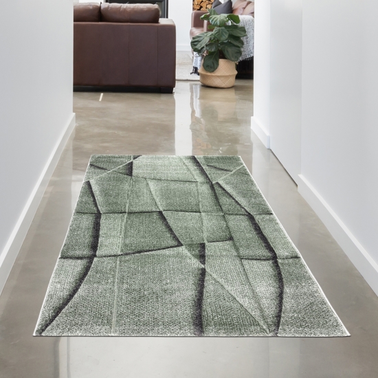 Preview: Teppich geometrisches Design in Grün für Wohnzimmer Schlafzimmer Flur Esszimmer Preview: Teppich geometrisches Design in Grün für Wohnzimmer Schlafzimmer Flur Esszimmer