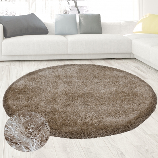 Einfarbiger Hochflor-Teppich | glänzend& weich | beige