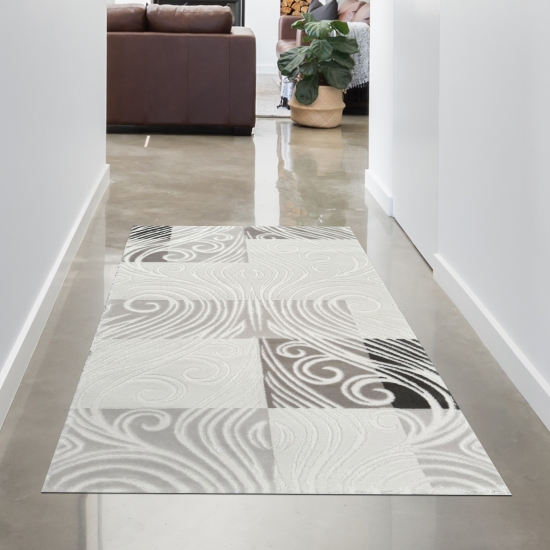 Teppich Grau-Karo-Läufer für eine elegante Raumgestaltung