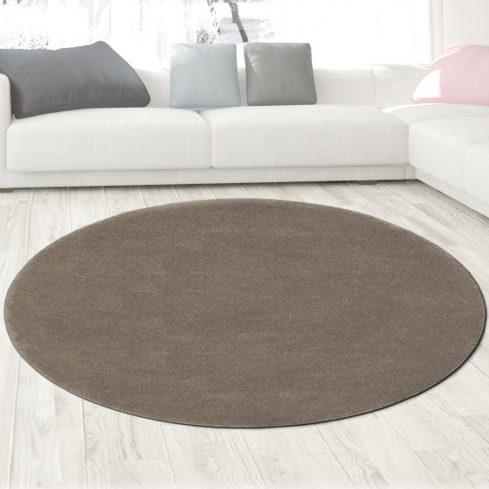 Teppich modern Uni elegant zeitlos warm Taupe Braun