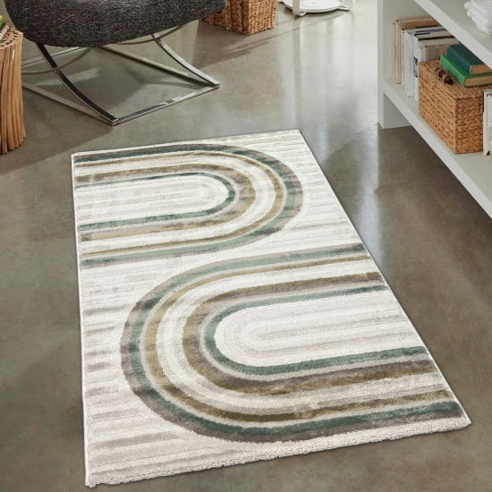 Preview: Eleganter Kurzflorteppich Creme Beige Grün Braun Muster Glanzeffekt strapazierfähig pflegeleicht Wohnzimmer Esszimmer Schlafzimmer Preview: Eleganter Kurzflorteppich Creme Beige Grün Braun Muster Glanzeffekt strapazierfähig pflegeleicht Wohnzimmer Esszimmer Schlafzimmer