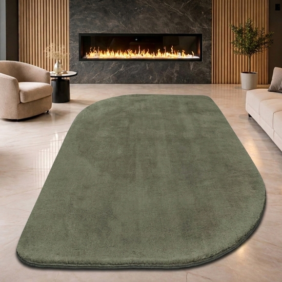 Design Teppich Shape in eleganter Freiform weich Forest Grün