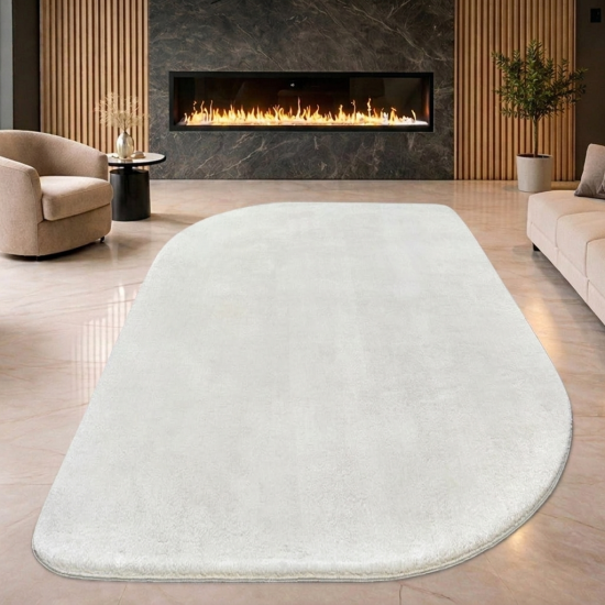 Design Teppich Shape in eleganter Freiform weich Creme