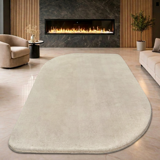 Design Teppich Shape in eleganter Freiform weich Beige