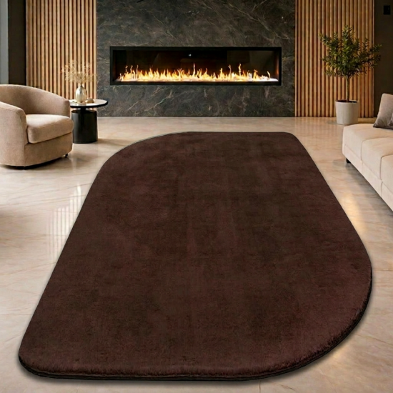 Design Teppich Shape in eleganter Freiform weich Braun