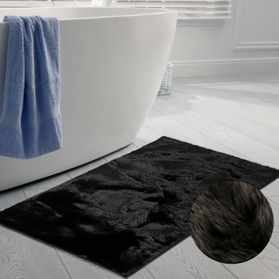 Teppich für Badezimmer | rutschfest | in schwarz