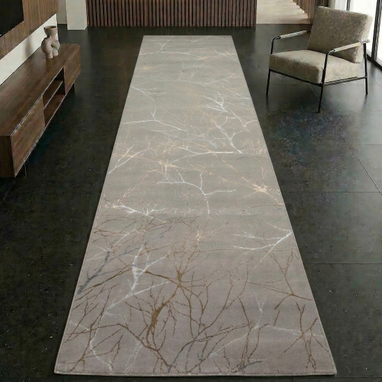 Preview: Moderner Designerteppich mit glänzenden Ästen abstrakt gold