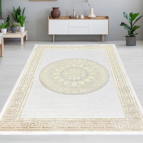 Teppich mit orientalischem Flair | luxuriös | weiß gold