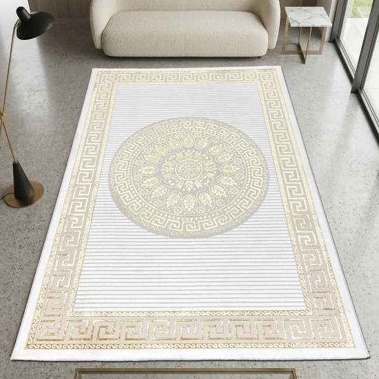 Teppich mit orientalischem Flair | luxuriös | weiß gold