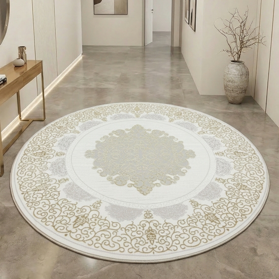 Preview: Teppich mit orientalischem Flair | luxuriös | weiß gold grau