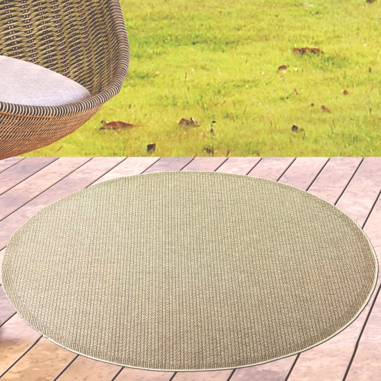 Preview: Teppich moderner für den Außen- und Innenbereich einfarbig in Beige